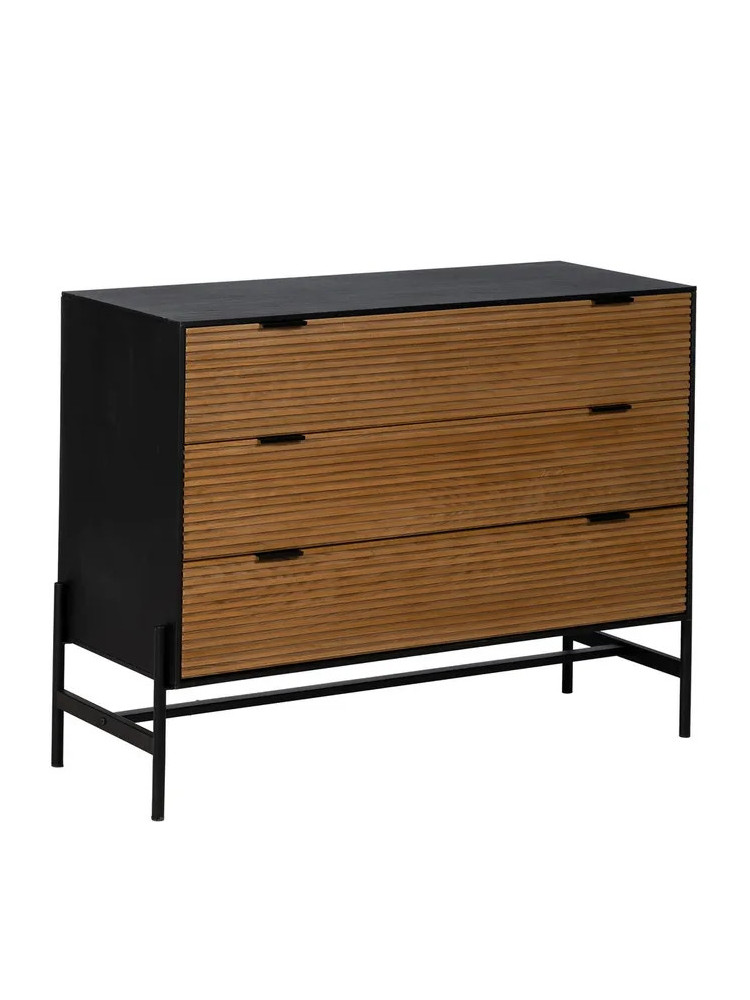 HÁBITO 104 X 40 cómoda negro-natural DM-madera