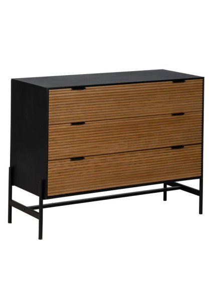 HÁBITO 104 X 40 cómoda negro-natural DM-madera