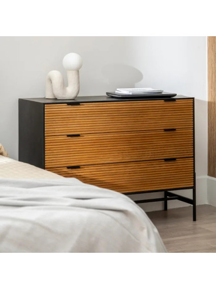 HÁBITO 104 X 40 cómoda negro-natural DM-madera