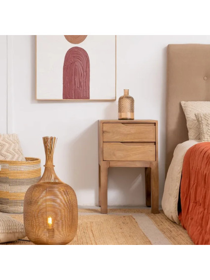 LOMA 40 X 40 mesita natural 2 cajones