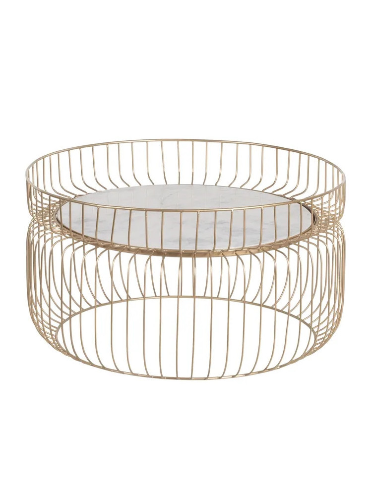 SENDA 72 X 72 | Mesa de centro colonial de hierro dorado y mármol