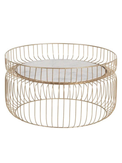 SENDA 72 X 72 | Mesa de centro colonial de hierro dorado y mármol