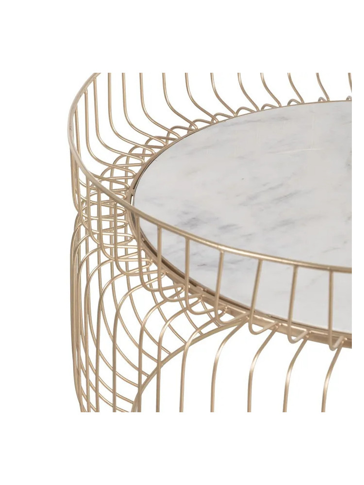 SENDA 72 X 72 | Mesa de centro colonial de hierro dorado y mármol