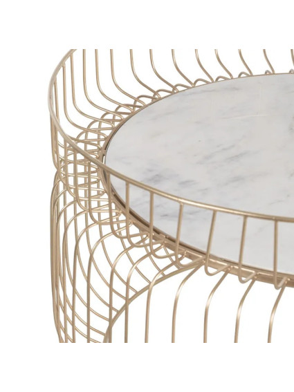 SENDA 72 X 72 | Mesa de centro colonial de hierro dorado y mármol
