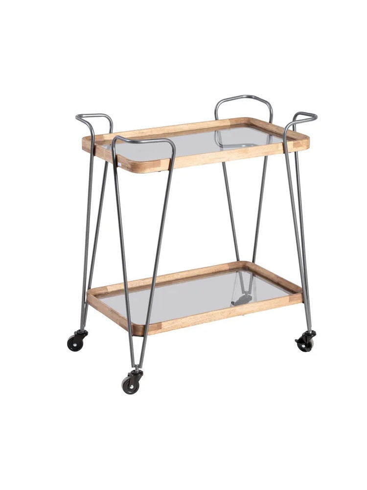 BRINDA 62 X 38 camarera rectangular negro-metal natural