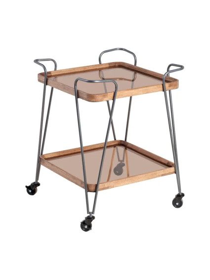 BRINDA 62 X 38 camarera cuadrada negro-metal natural