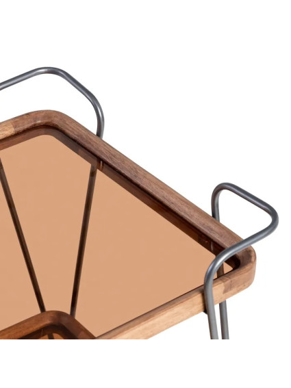 BRINDA 62 X 38 camarera cuadrada negro-metal natural