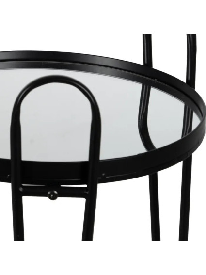 TRAGO 40 X 40 camarera negro metal-cristal