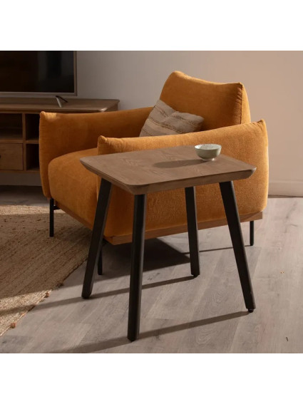 ÉPOCA  58 X 58 mesa auxiliar natural negro-madera