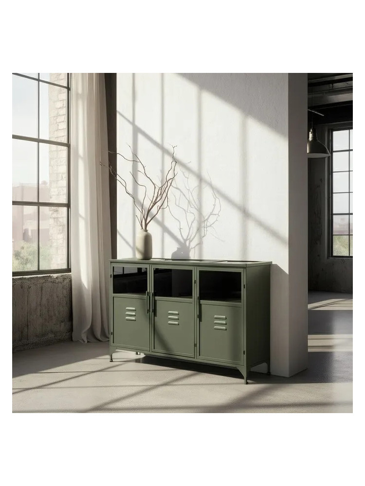 CHICAGO 120 X 35 aparador metal-cristal