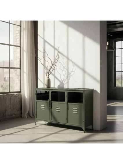 CHICAGO 120 X 35 aparador metal-cristal