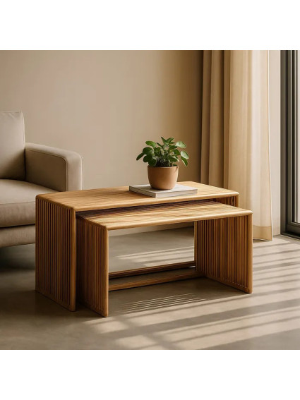 Set de 2 mesas de centro colonial