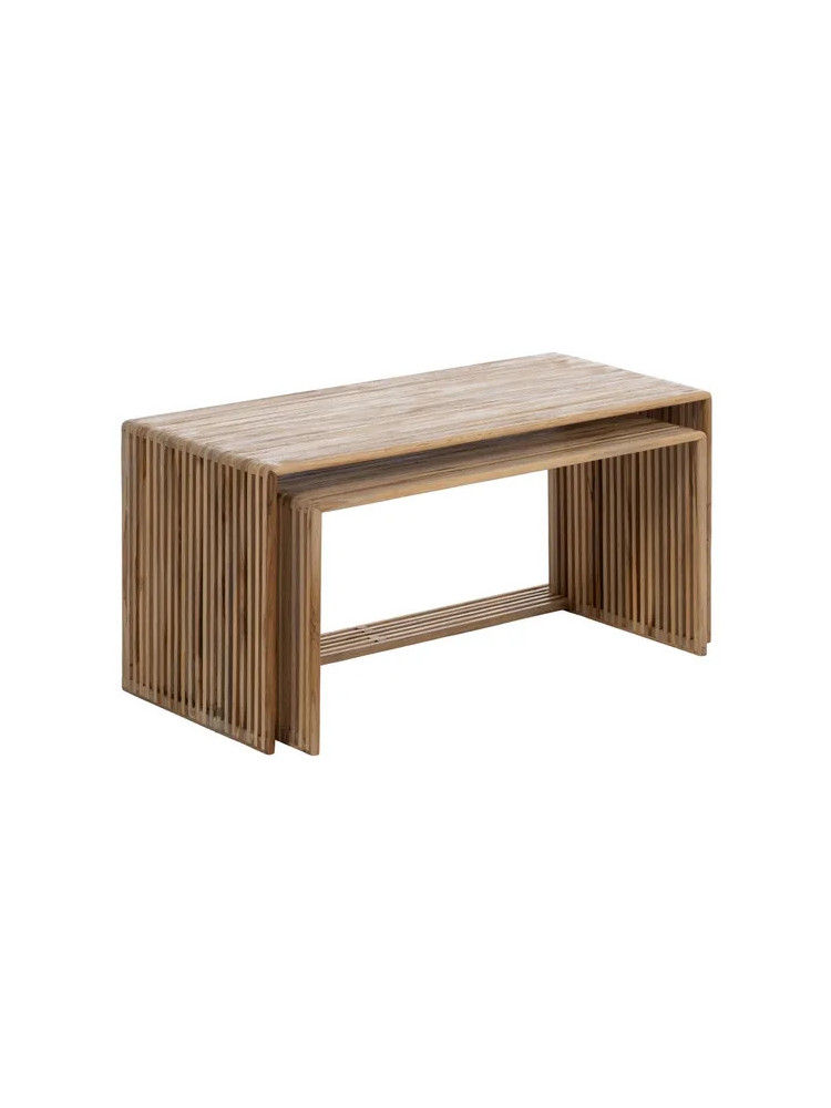 Dos mesas de centro de madera de teca reciclada