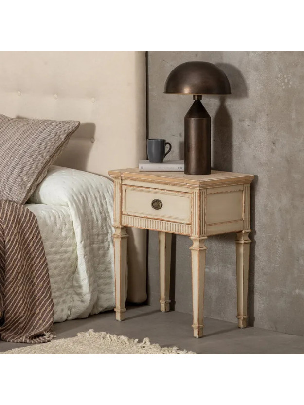 MANUELA 56 X 36 mesita natural crema-madera