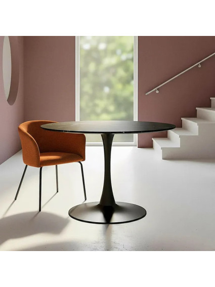 DELIRIO NEGRA 100 X 100 mesa comedor DM-metal