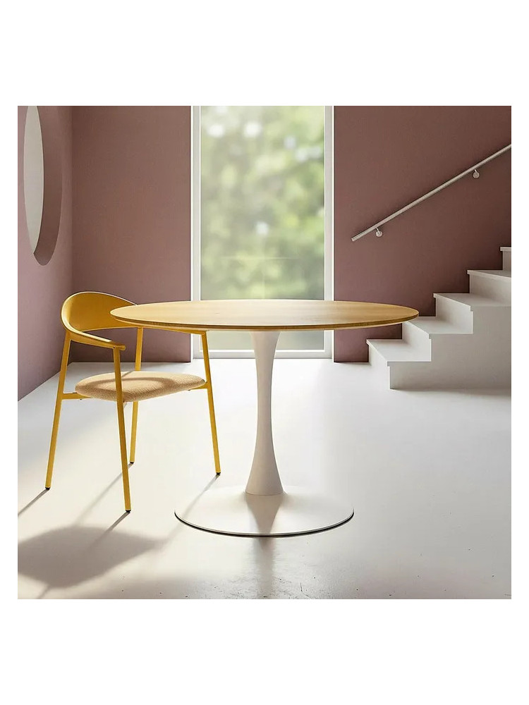 DELIRIO NATURAL-BLANCA 100 X 100 mesa comedor DM-metal