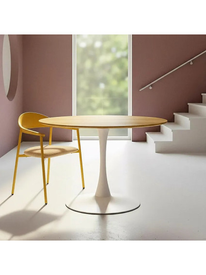 DELIRIO NATURAL-BLANCA 100 X 100 mesa comedor DM-metal