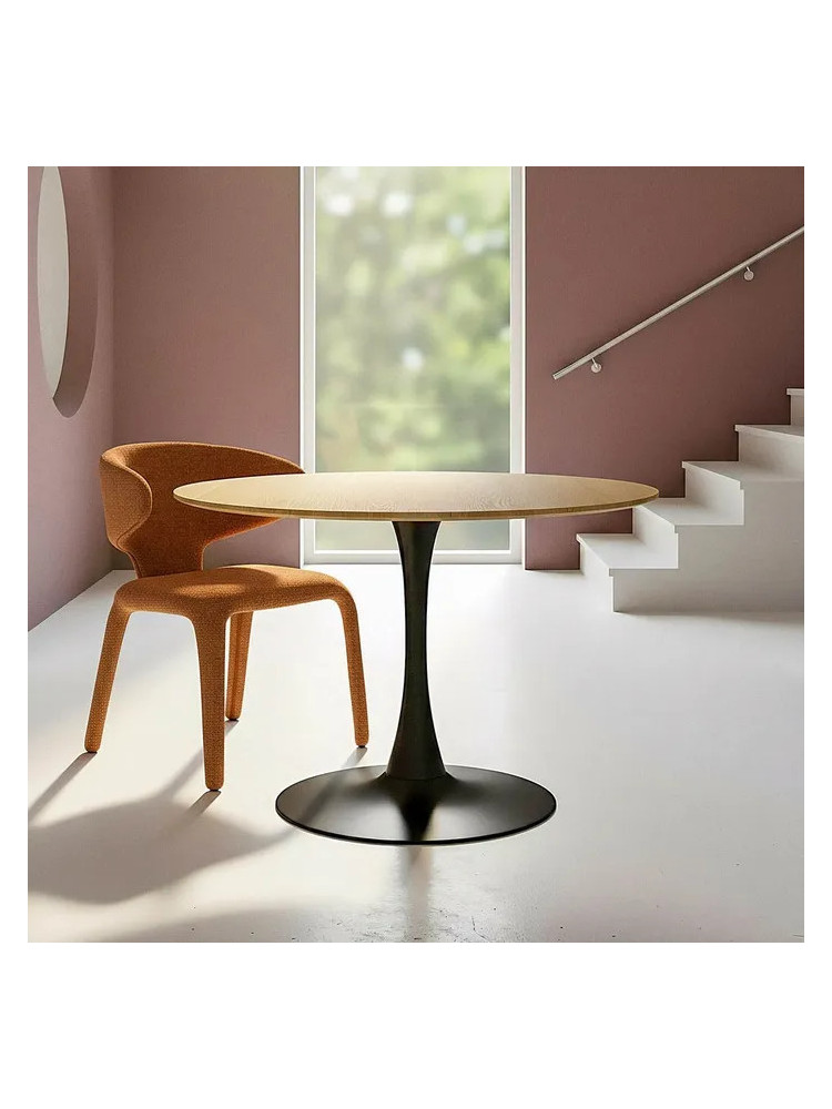 DELIRIO NATURAL-NEGRA 100 X 100 mesa comedor DM-metal