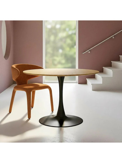 DELIRIO NATURAL-NEGRA 100 X 100 mesa comedor DM-metal