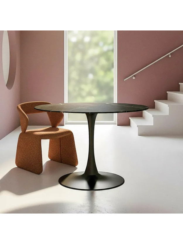 DIMENSIÓN NEGRA 100 X 100 mesa comedor piedra sintetizada