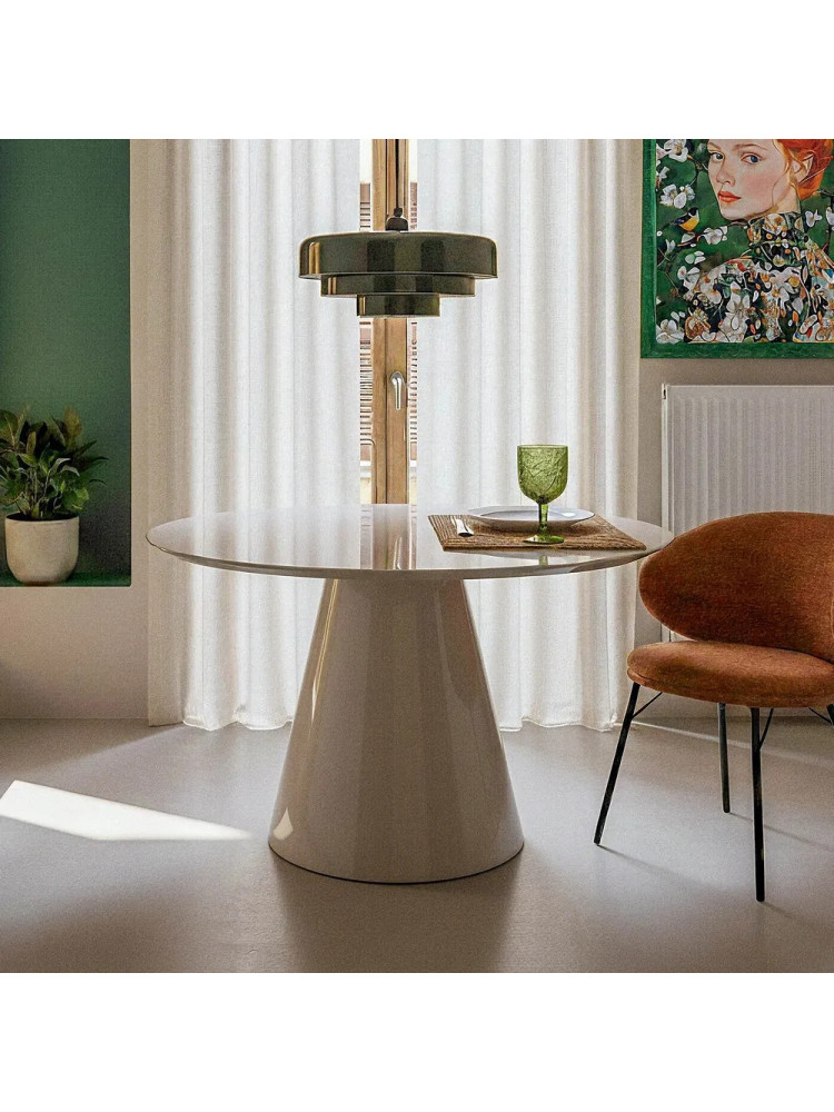 REFLEJO 120 X 120 mesa comedor brillo taupe