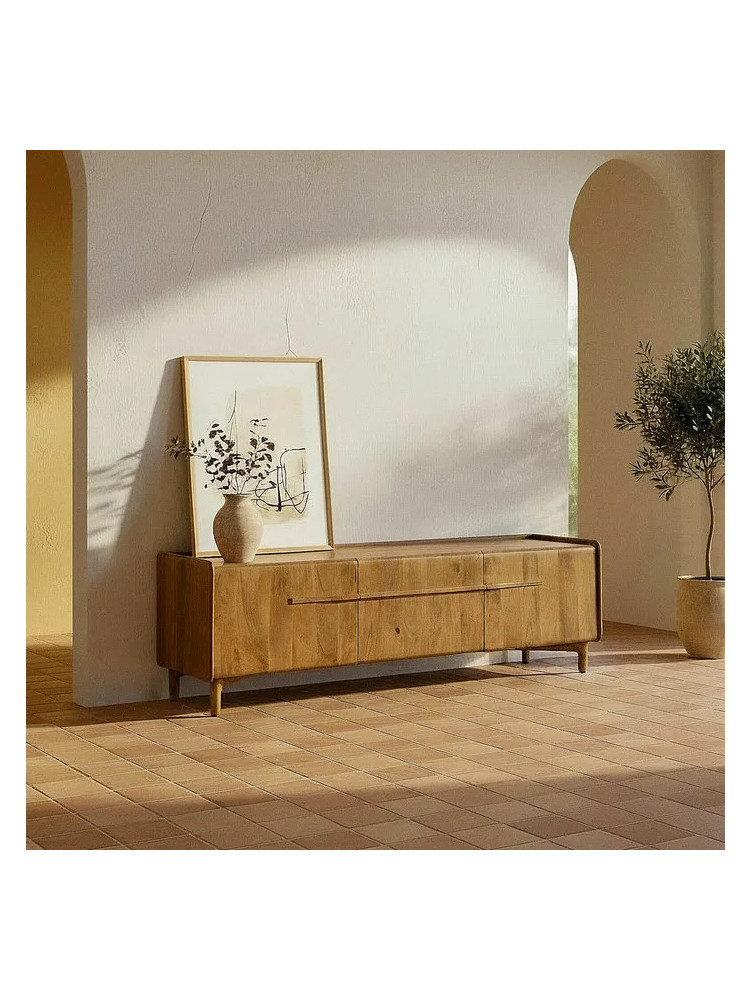 DUNA 160 X 40 mueble TV natural madera de mango