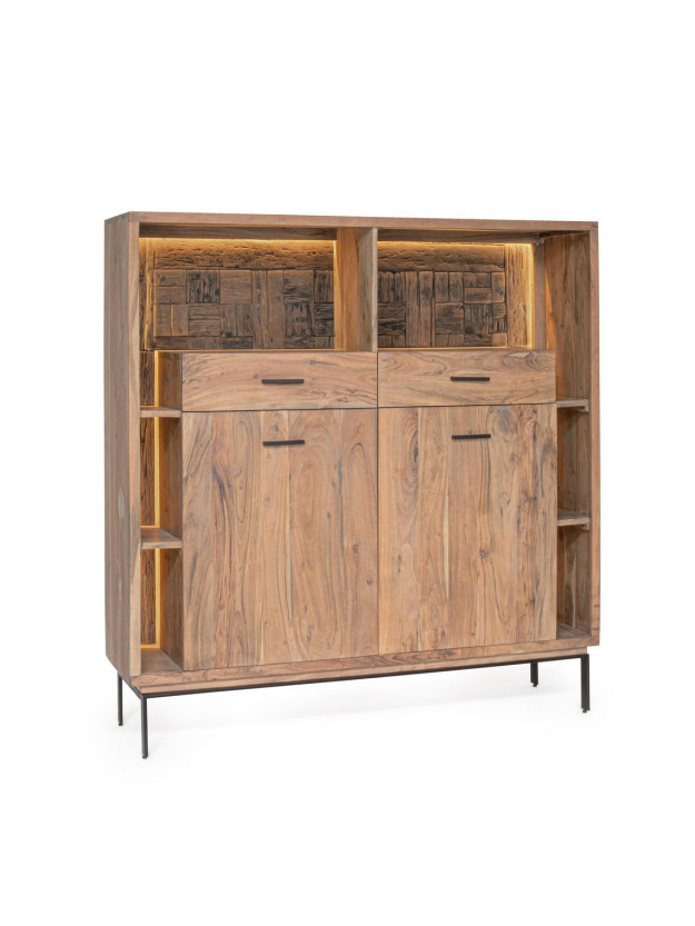 BRÍO 145X40 aparador alto 2 puertas - 2 cajones luz LED