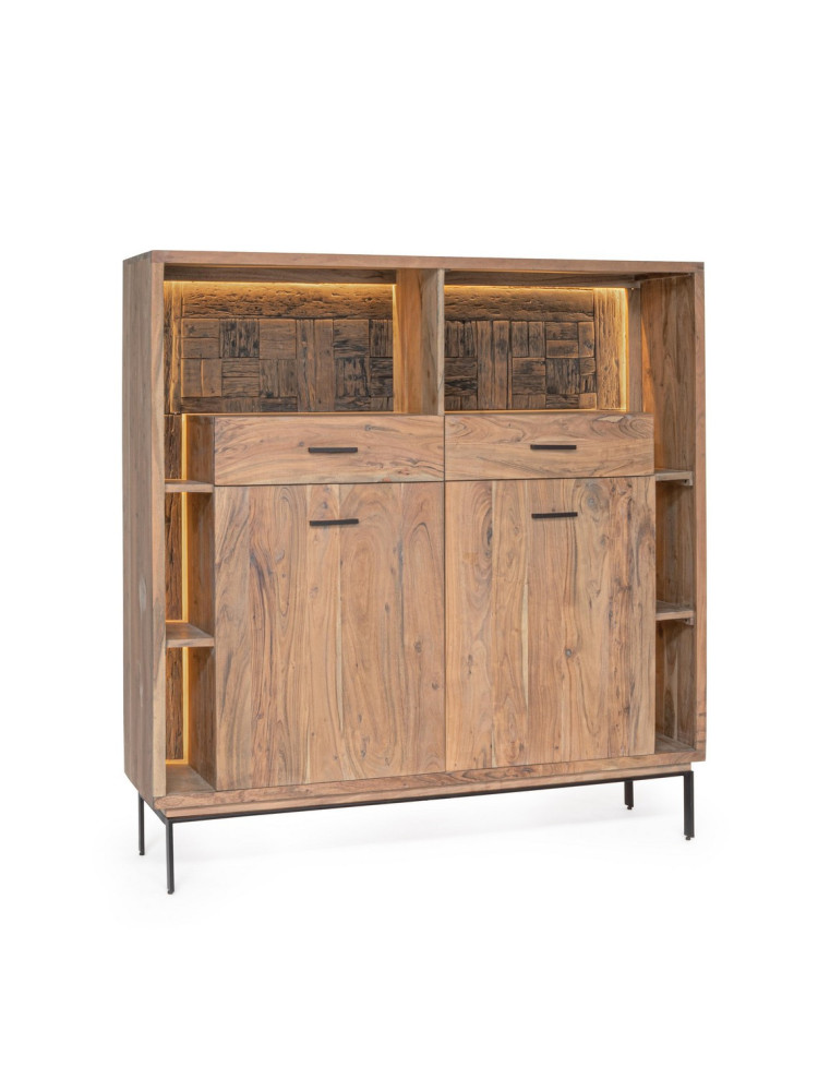BRÍO 145X40 aparador alto 2 puertas - 2 cajones luz LED