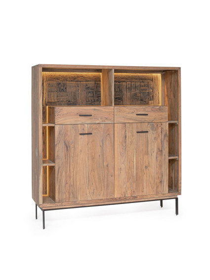 BRÍO 145X40 aparador alto 2 puertas - 2 cajones luz LED