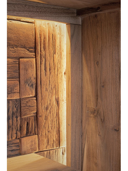BRÍO 145X40 aparador alto 2 puertas - 2 cajones luz LED