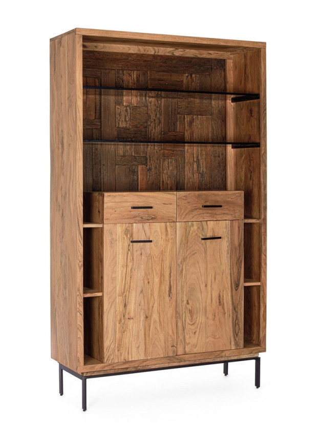 BRÍO 115X40 estantería 2 puertas- 2 cajones luz LED