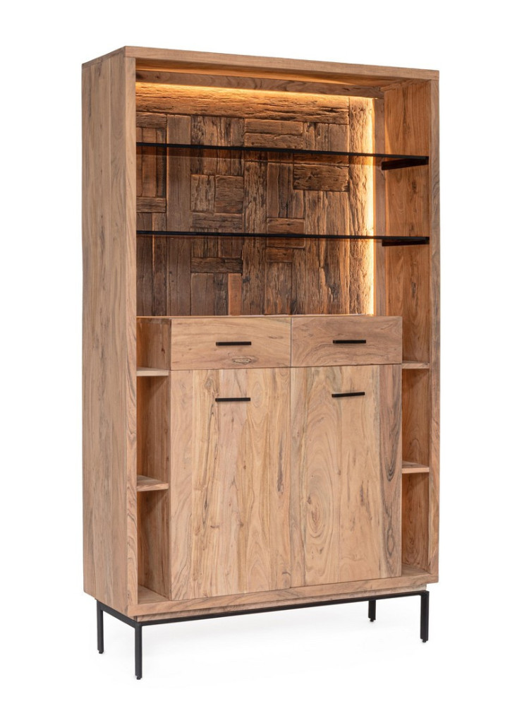 BRÍO 115X40 estantería 2 puertas- 2 cajones luz LED