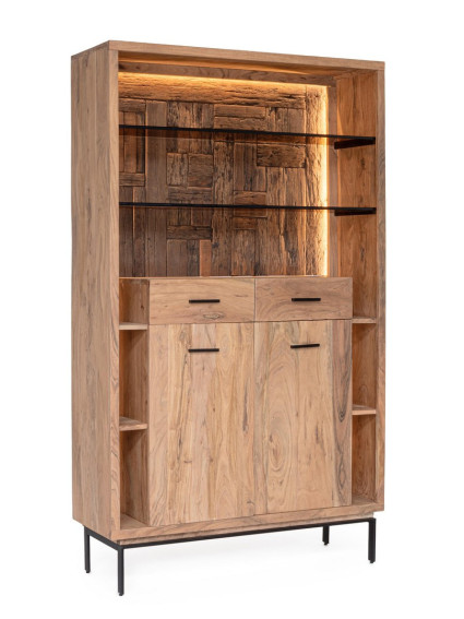 BRÍO 115X40 estantería 2 puertas- 2 cajones luz LED