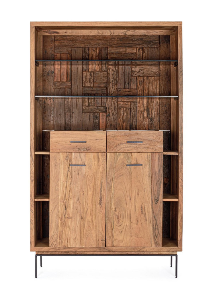 BRÍO 115X40 estantería 2 puertas- 2 cajones luz LED