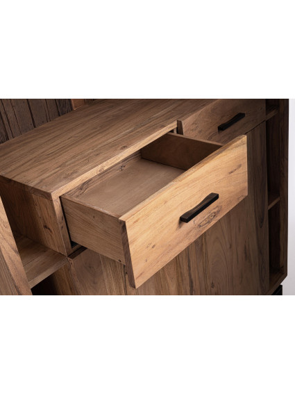 BRÍO 115X40 estantería 2 puertas- 2 cajones luz LED