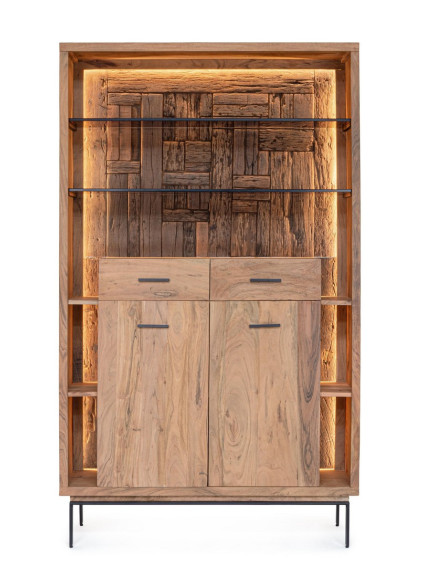 BRÍO 115X40 estantería 2 puertas- 2 cajones luz LED