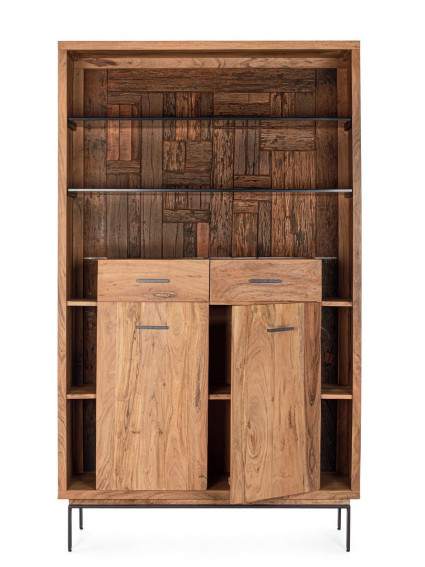 BRÍO 115X40 estantería 2 puertas- 2 cajones luz LED