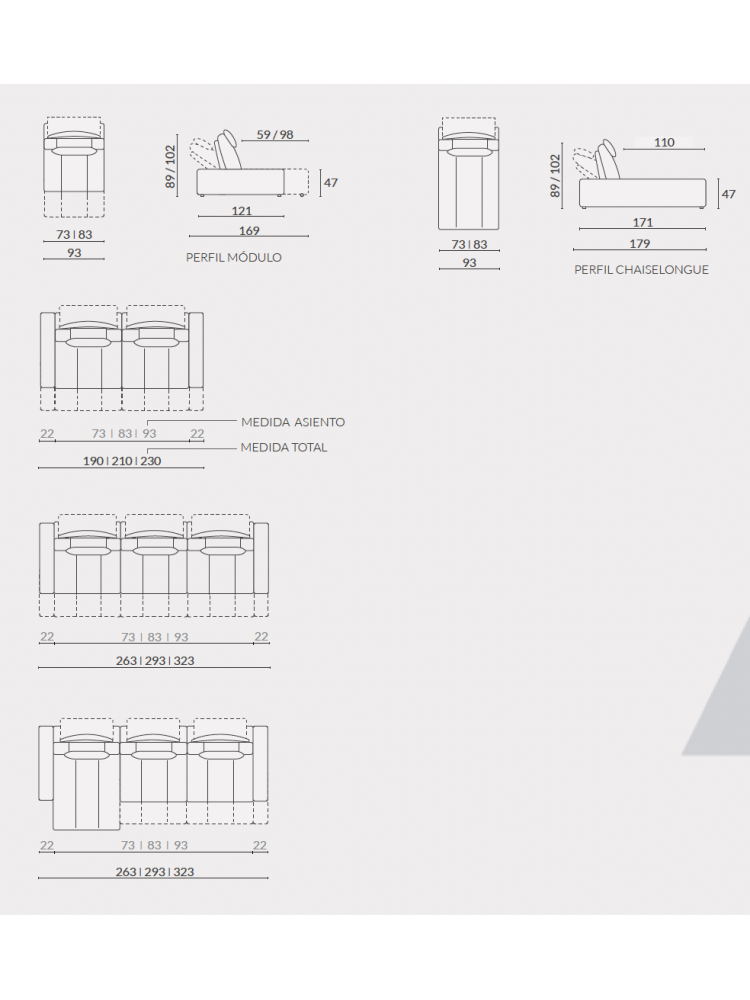 Sofa CALIFORNIA 4 plazas 293/263cm