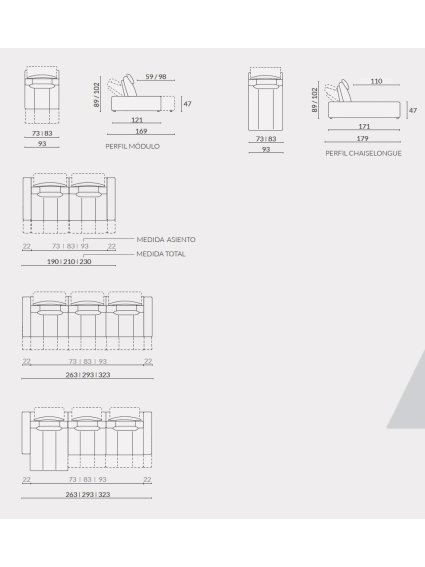Sofa CALIFORNIA 4 plazas 293/263cm