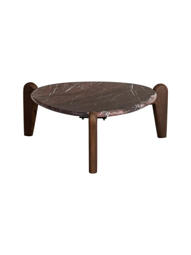 PARDO pequeña 70 X 74 mesa de centro mármol-madera