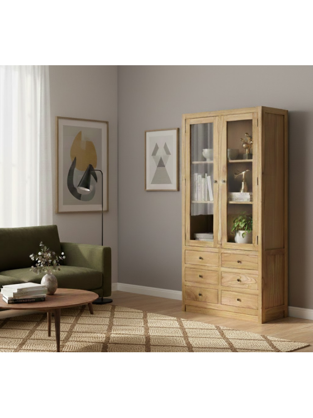 TEIDE 90 X 40 vitrina natural seis cajones