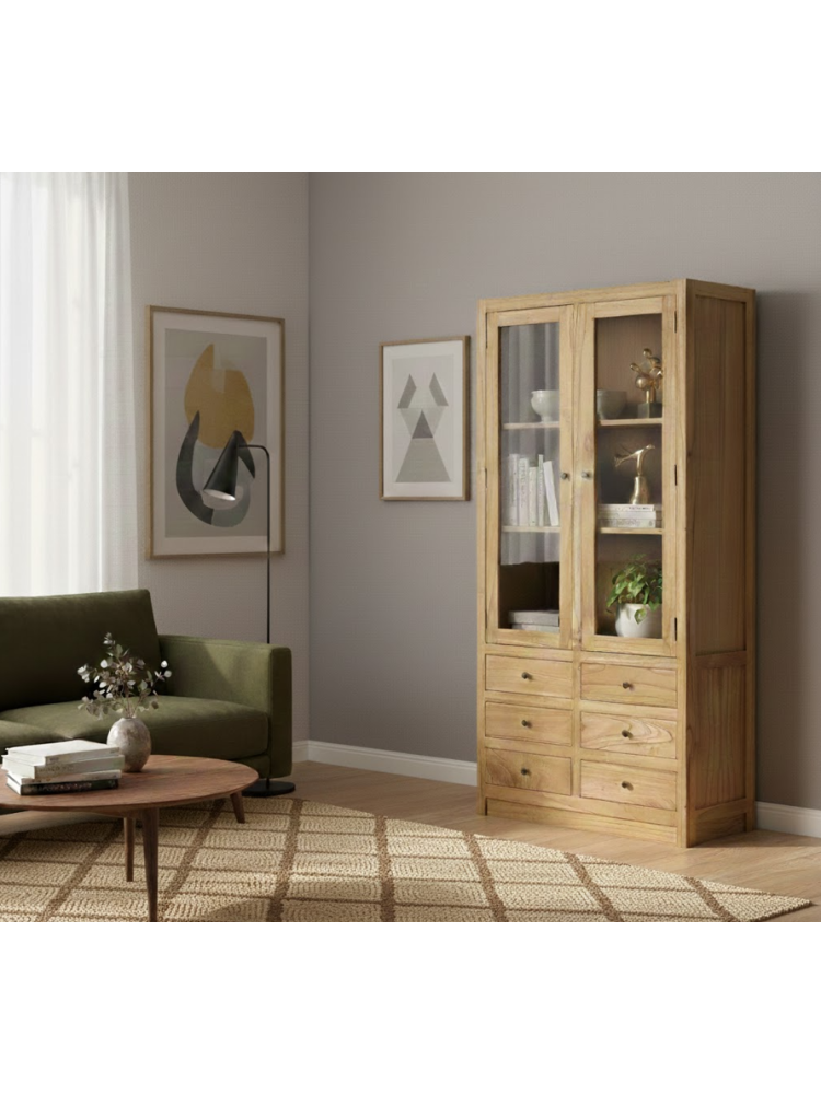 TEIDE 90 X 40 vitrina natural seis cajones