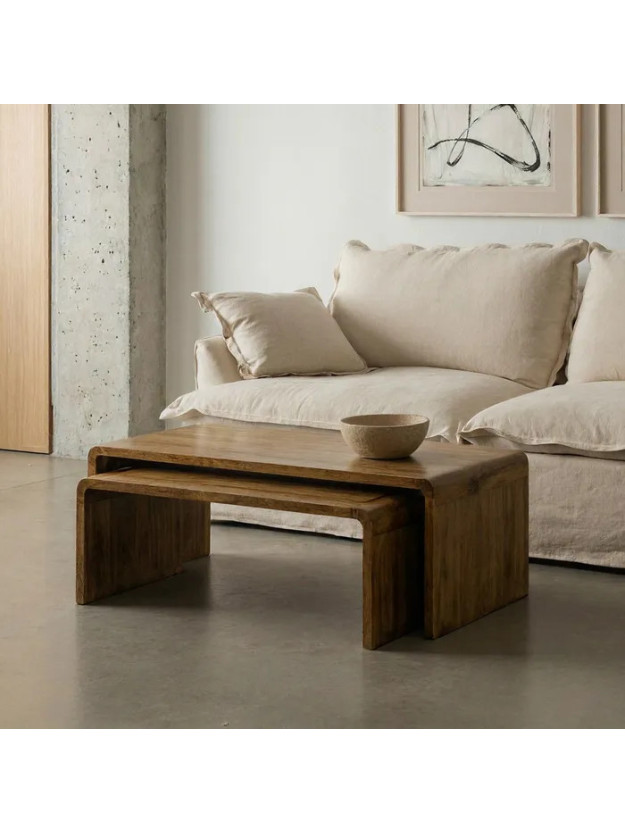 IRIS 100 X 50 set dos mesas de centro madera de mango