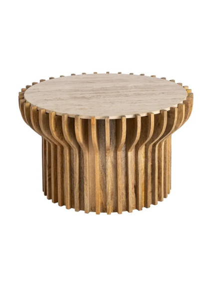 TORRE 78,50 X 78,50 mesa de centro madera-mármol