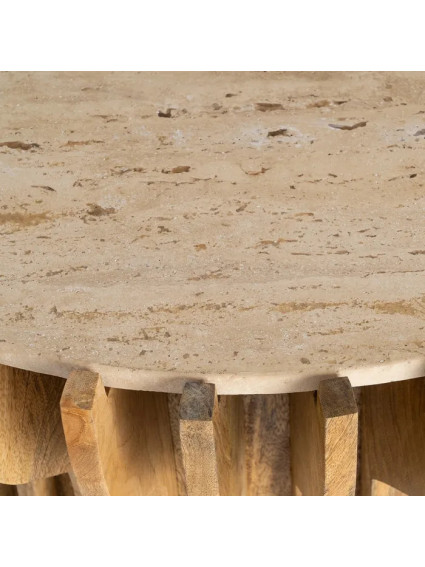 TORRE 78,50 X 78,50 mesa de centro madera-mármol