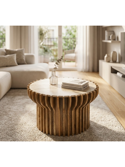 TORRE 78,50 X 78,50 mesa de centro madera-mármol