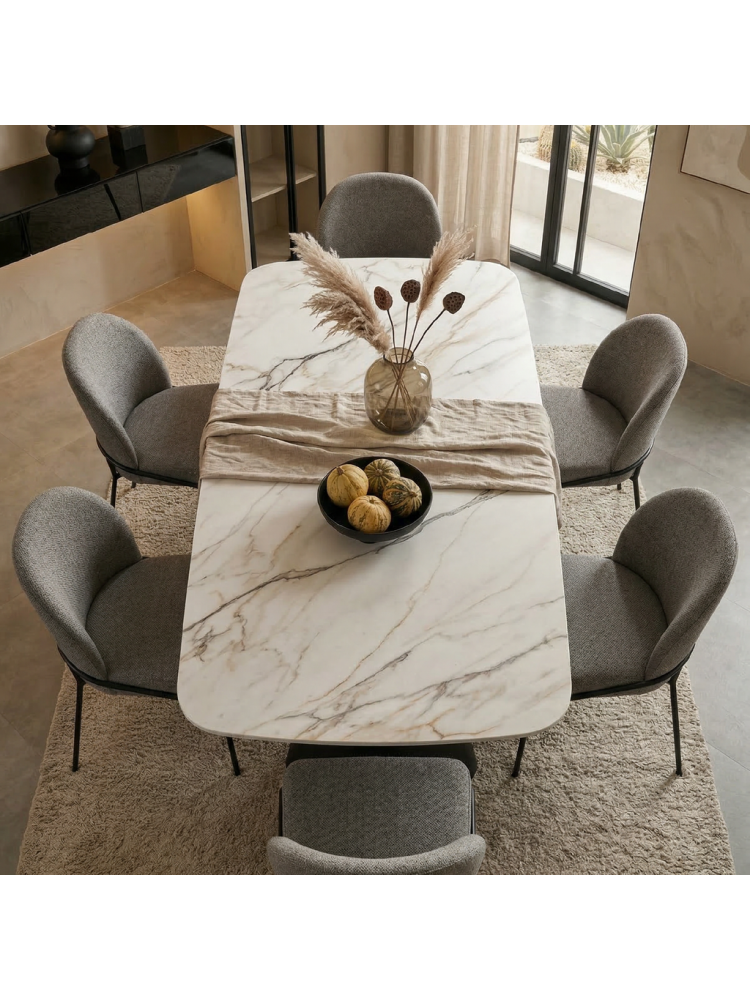 ECLIPSE 140-200X90 mesa de comedor blanco metal negro