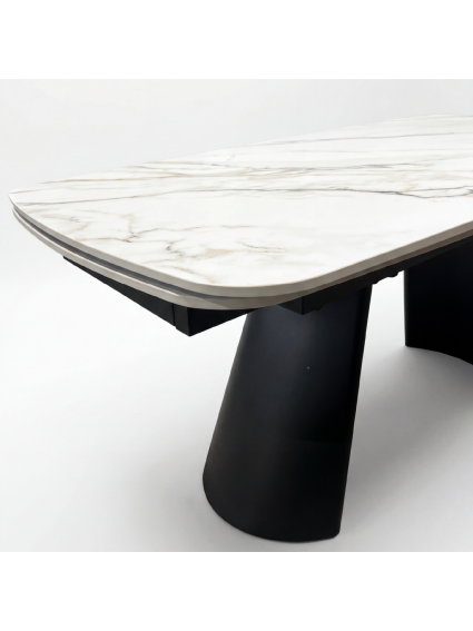 ECLIPSE 160-240X90 mesa de comedor blanco metal negro