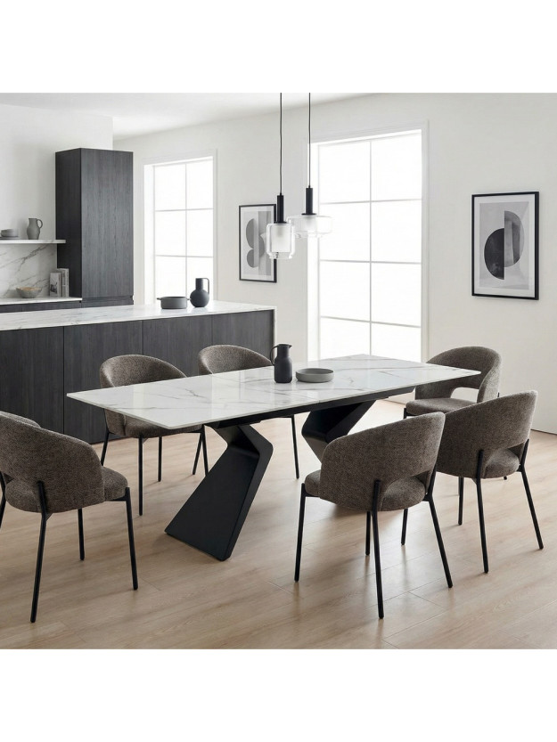 ÁRTICO 160-200X90 mesa de comedor porcelánico metal