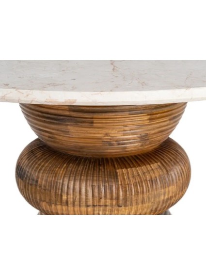 ALMA 120 X 120 mesa de comedor mármol madera de mango